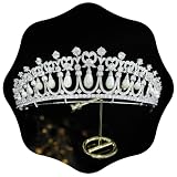 Jorsnovs Cubic Zirconia Royal Princess Diana Style Pearl Wedding Bridal Tiaras and Crowns CZ Pageant Headpieces Hair Jewelry