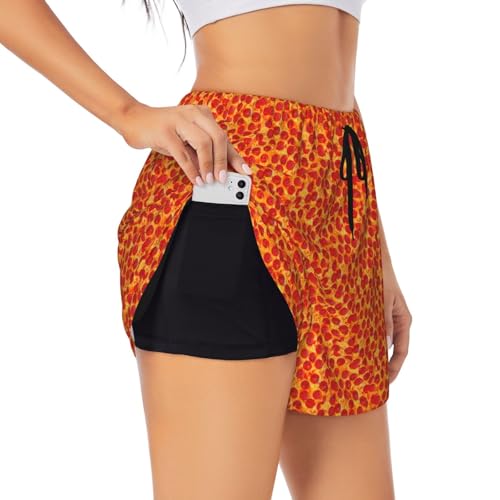 Short de sport femme imprimé pizza pepperoni 3D effet visuel unique pour le fitness