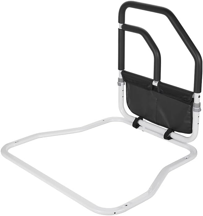 GarveeHome Standing Aid Bed, Grab Bars for Seniors, Side Protection Bed Entry Aid, Height-Adjustable Grab Bar for Seniors, Protective Railing for Elderly, 68 x 63 x 56-62 cm, 150 kg Load Capacity