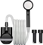 LIBERRWAY Campingdusche mit Pumpe, Camping Dusche Set mit 2 Wiederaufladbaren Akkus, 2m Duscheschlauch Outdoor Dusche für Garten Strand Camping Reisen Autowäsche, Mobile Dusche Schwarz