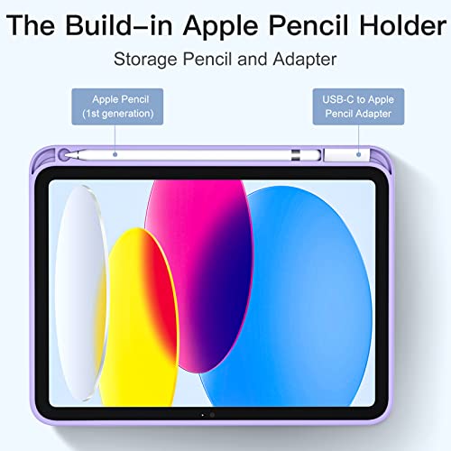 Image of Akkerds Compatible with iPad (A16) 11th Generation Case 11 Inch 2025, for iPad 10th Generation Case 10.9 Inch 2022 with Pencil Holder, Slim Trifold Stand Protective Cover with Soft TPU Back, Lavender