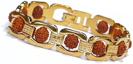 Unisex Gold Plated Essential Rudraksha Bracelet 8.5 Inches Length