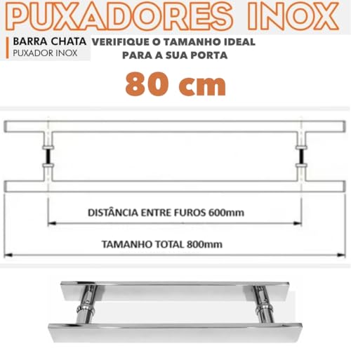 Puxador De Inox Escovado Barra Chata 80CM Todas As Portas