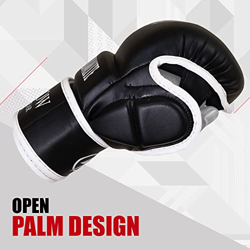 Shadow Stannum Gear Hybrid Gloves, Perfect For Muay Thai, Workout And Sparring, Open Palm Gloves For Men And Women (Black White, S/M) #TOP2