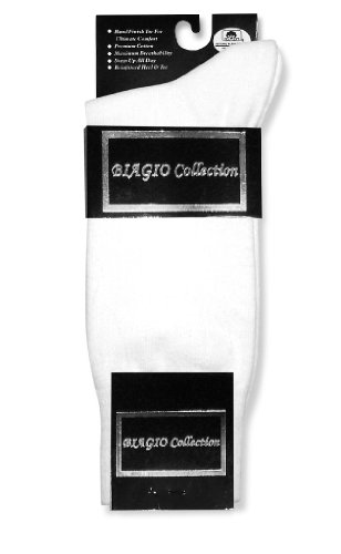 3 Pair of Biagio Solid WHITE Color Men's COTTON Dress SOCKS3