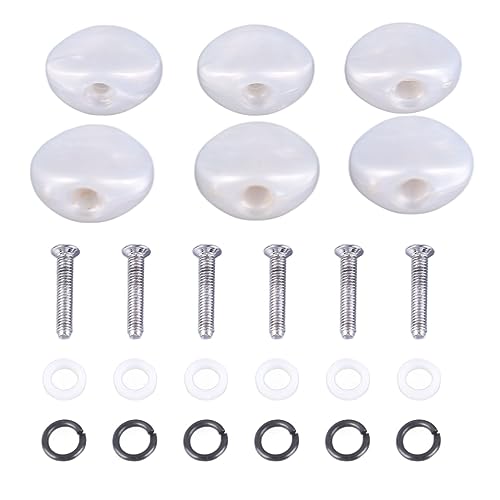 Electric Guitar Tuners Machine Head Replacement Button Tuners Handle Oval Button Lightweight for All Guitar Players (White)