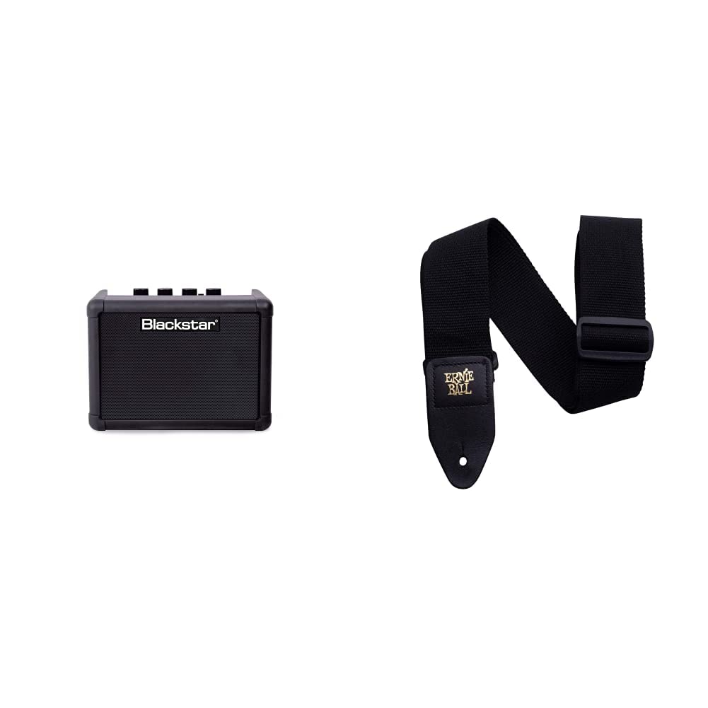 【セット買い】Blackstar ブラックスター Bluetooth搭載 コンパクト ギターアンプ FLY3 Bluetooth 自宅練習に最適  ポータブル スピーカー バッテリー 電池駆動 & 【正規品】 ERNIE BALL 4037 ギターストラップ ブラック POLYPRO STRAP