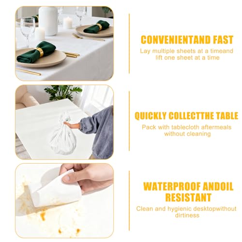 Einweg Tischdecken Weiß,10 Stück Tischdecke Weiß 137 x 183 cm,Einwegtischdecken Wasserdicht Rechteckig Tischtuch Plastik Geburtstag,für Geburtstag Party Hochzeit Weihnachten