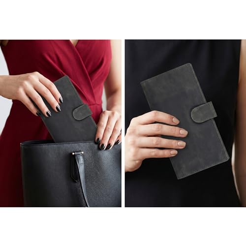 Image of Oak Leathers Checkbook Cover Slim Minimalist For Men with RFID Blocking Credit Card Holder Wallet (Vintage Green)