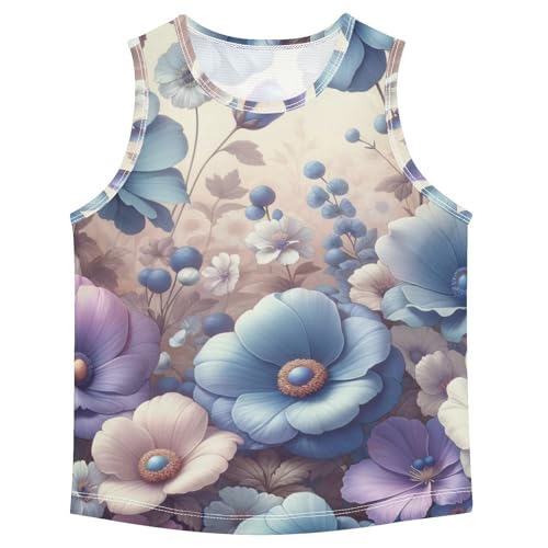 susiyo Vintage Colored Floral Boys Sleeveless Tank Top Girls Athletic T Shirt