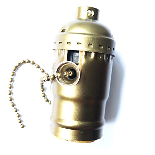 Fineled 3 Pack E26/ E27 Aluminous Shell Vintage Bronze Edison Pendant Lamp Holder,Diy Accessories E26 Screw Medium Base Light Socket With Cord Chain Switch (Antique Brass) #TOP2