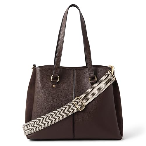 Image of Accessorize London Women's Webbing Strap Faux Leather Shoulder Bag | Spacious Everyday Tote with Detachable Strap | Stylish Office & Travel Handbag