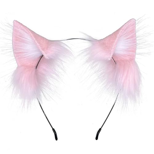 QUICOMP Women Cat Ears Hairband Simulation Animal Ears Cute Cat Cos Headband (Pink)