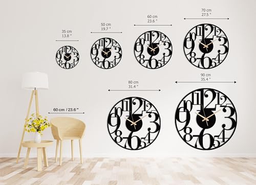 Image of Metal Wall Clock for Living Room, Bedroom, Office, Kitchen, Home and Hall, Stylish Designer Big Size Modern Wall Watch for Home Decor Black (Numeric, 50 CMS)