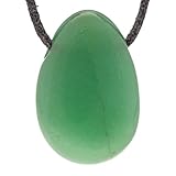 Lebensquelle Plus Tropfen Anhänger mit Baumwollband + Edelsteinkarte | Set-Angebot Echter Edelsteinanhänger | Gebohrter Trommelstein Tropfenanhänger (Aventurin, grün)