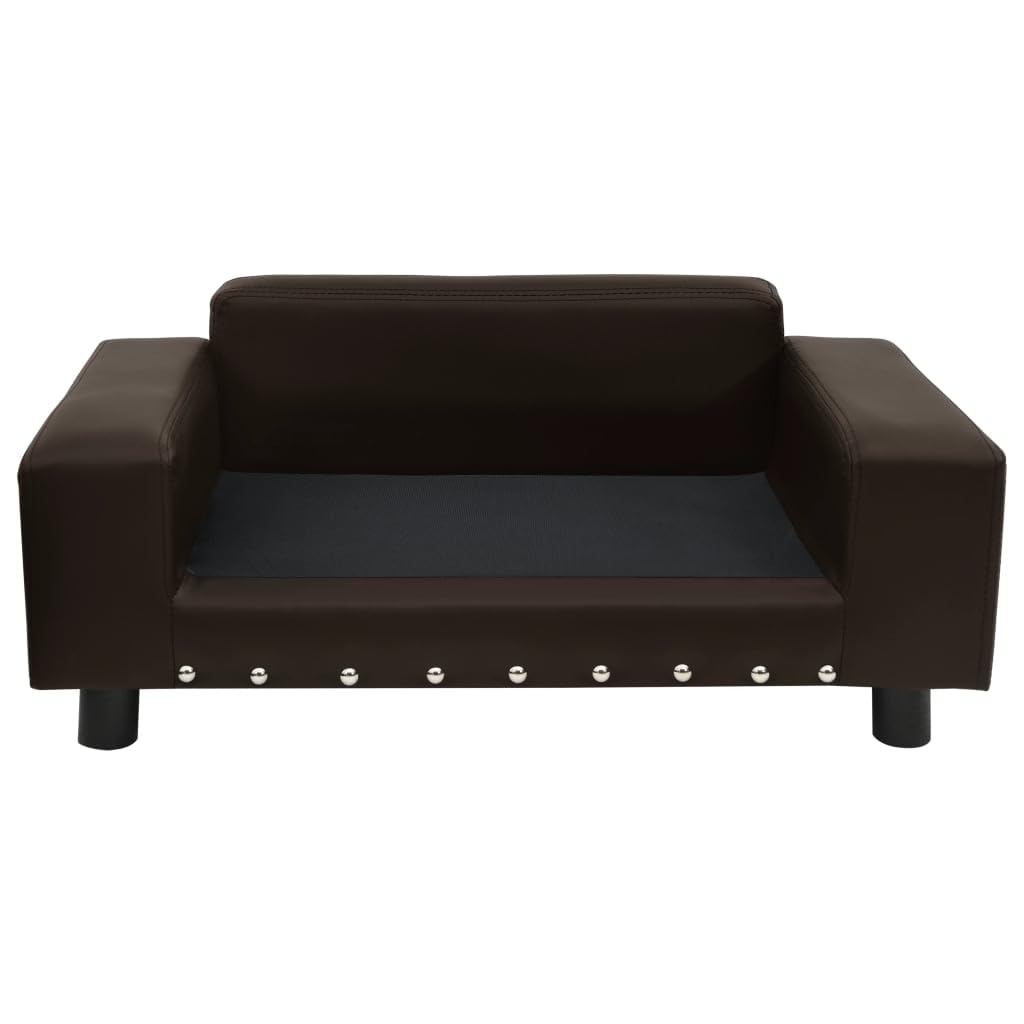 Mangloder Hundesofa braun 81x43x31 cm, Plüsch und Kunstleder, hundebett Kissen Korb körbchen Sofa für Katzen und kleine Hunde, waschbar, flauschig, rutschfest, Schaumstoff Liegeplatz