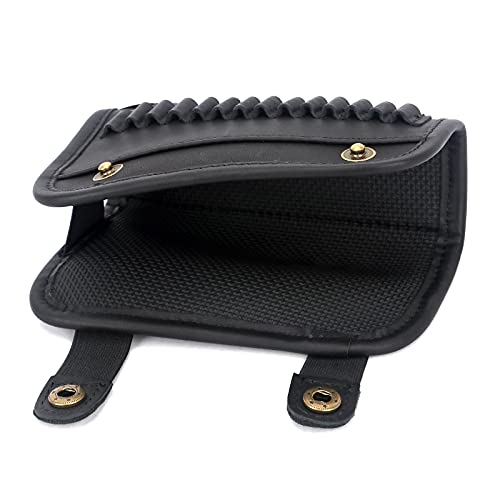 Tourbon Cheek Rest Pad With .22 Rifle Shell Holder Tactical Gun Stock Cover 14 Round Ammo Carrier Pouch Hunting Shooting Accessories (Genuine Leather - Black Right Hand) #TOP3