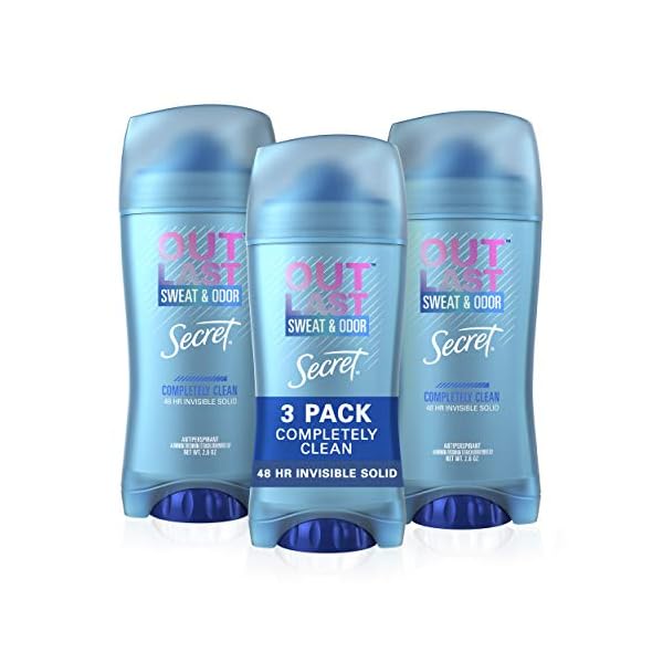 Secret Antiperspirant and Deodorant for Women, Outlast Clear Gel, Unscented, 3.4 Oz, Pack of 3