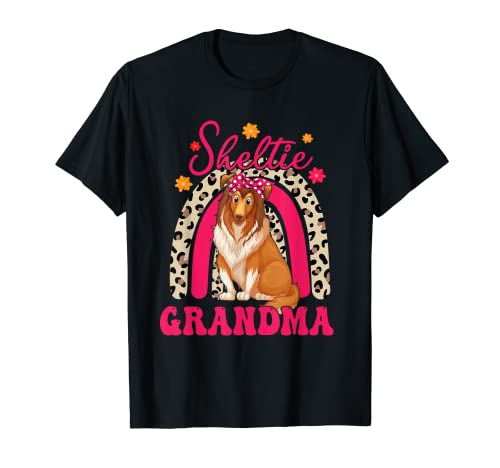Sheltie Grandma Cute Sheltie Dog Lover Mother's Day Rainbow T-Shirt