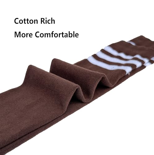Image of Bestjybt Women Thigh High Socks Cotton Warm Striped Over Knee High Socks | Well-made, Not Sheer, Thick, Leg Warmers, Long Knee High Boot Socks, Comfortable, Thigh-friendly, Stay up, Fit Well