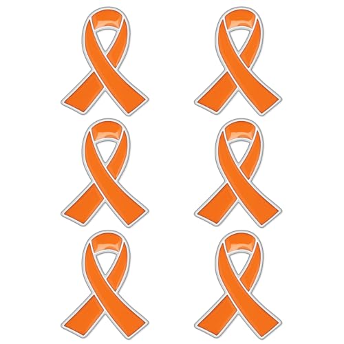 Image of 6Pcs Awareness Enamel Ribbon Lapel Pins Ribbon Brooch Pin for Charity Events Survivor Campaign Party Favors Supplies