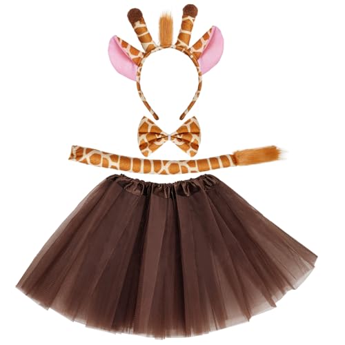 Marrywindix Khaki Giraffe Costume Tutu Set Animal Fancy Dress Costume Kit Halloween Party Dress Up Accessories