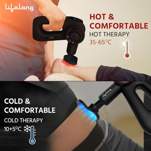 Image of Lifelong Wireless Gun Massager With Hot & Cold Heads|Deep Tissue Massage Gun|Percussion Muscle Massager For Full Body Pain Relief Of Neck|Shoulder|Back|Foot For Adults(Llgm81|1 Year Warranty|Black)