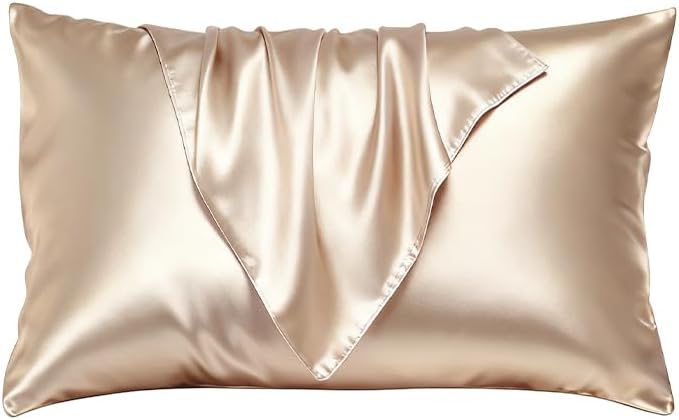 Satin Pillowcase Silkly Pillow Cases Soft Smooth 2 Pack Standard Size Queen Size Set of 2 Pillow Covers for Sleeping White