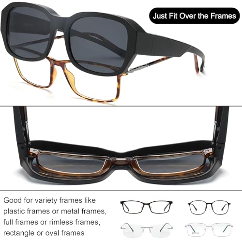 CAXMAN Fit Over Glasses Sunglasses for Women and Men Polarized & 100% UV Protection3