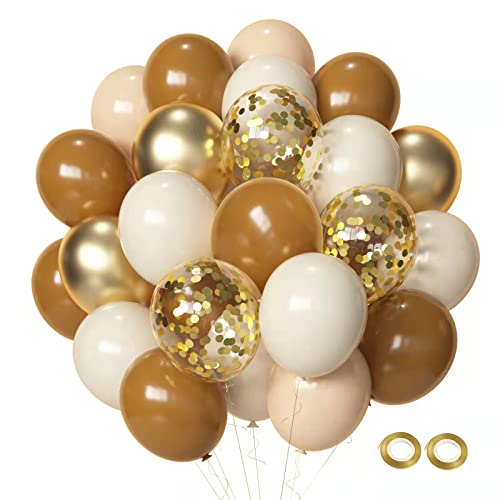 Ballon Beige et Marron Abricot Or Sipeayan 50pièces 30cm Ballon Hélium Café Marron Abricot Crème Blanc Dorè Confettis Ballons de Baudruche pour Anniversaire Mariage Baby Shower Party Décoration
