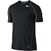 NIKE Men's Pro Fitted Short Sleeve Shirt, Black/Dark Grey/White, Small