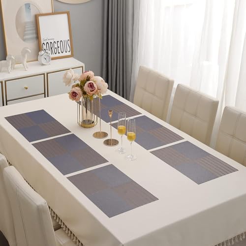Image of YELONA Placemats Set of 6, Heat-Resistant Woven Vinyl Table Mats, Non-Slip & Washable Dining Tablemats for Kitchen & Dinner Decor, Iris Purple (45cm x 30cm)
