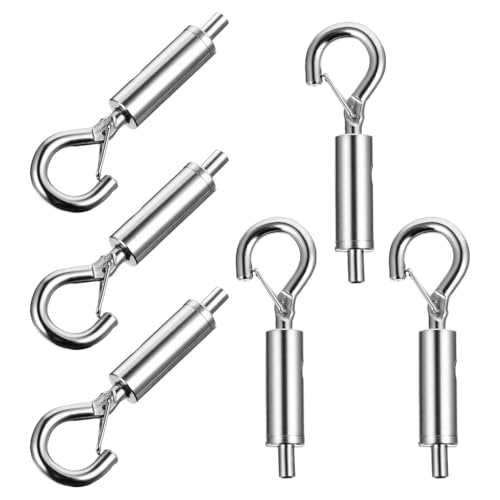 FOMIYES 6 piezas tensores portátiles de cable de cobre con diseño interior de cadenilla de bola, accesorios de gancho de suspensión de alta resistencia para luces de oficina y liberación de cable mediante botón trasero miniatura 1