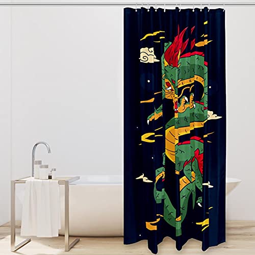 Rideau de douche Dragon chinois 183 cm grand format lavable