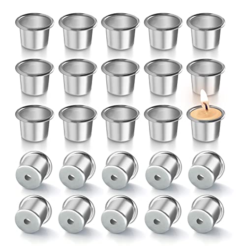 25 PCS Aluminio Juego de Candelabros Portavelas, Creativo Pequeño Portavelas Adecuado para Velas de árboles, Velas Piramidales, Soportes de Velas de té, Decoracion Navidad Cover