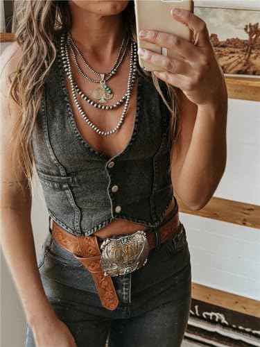 Raruxxin Women Vintage Denim Vest Button Down TieUp Sleeveless Slim Jean Crop Tank Top Y2k Summer Going Out Corset Streetwear4
