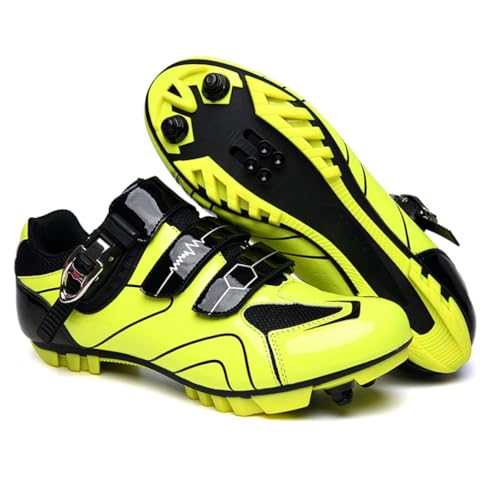 Amazon.co.uk Xuanke Cycling Shoes Mens Road Cycling Shoes SPD SPD-SL Compatible with Peloton Bike Indoor Cycling Outdoor Road Bike Riding Shoes Men's & Women's (Yellow-MTB,9.5) #ad #ad