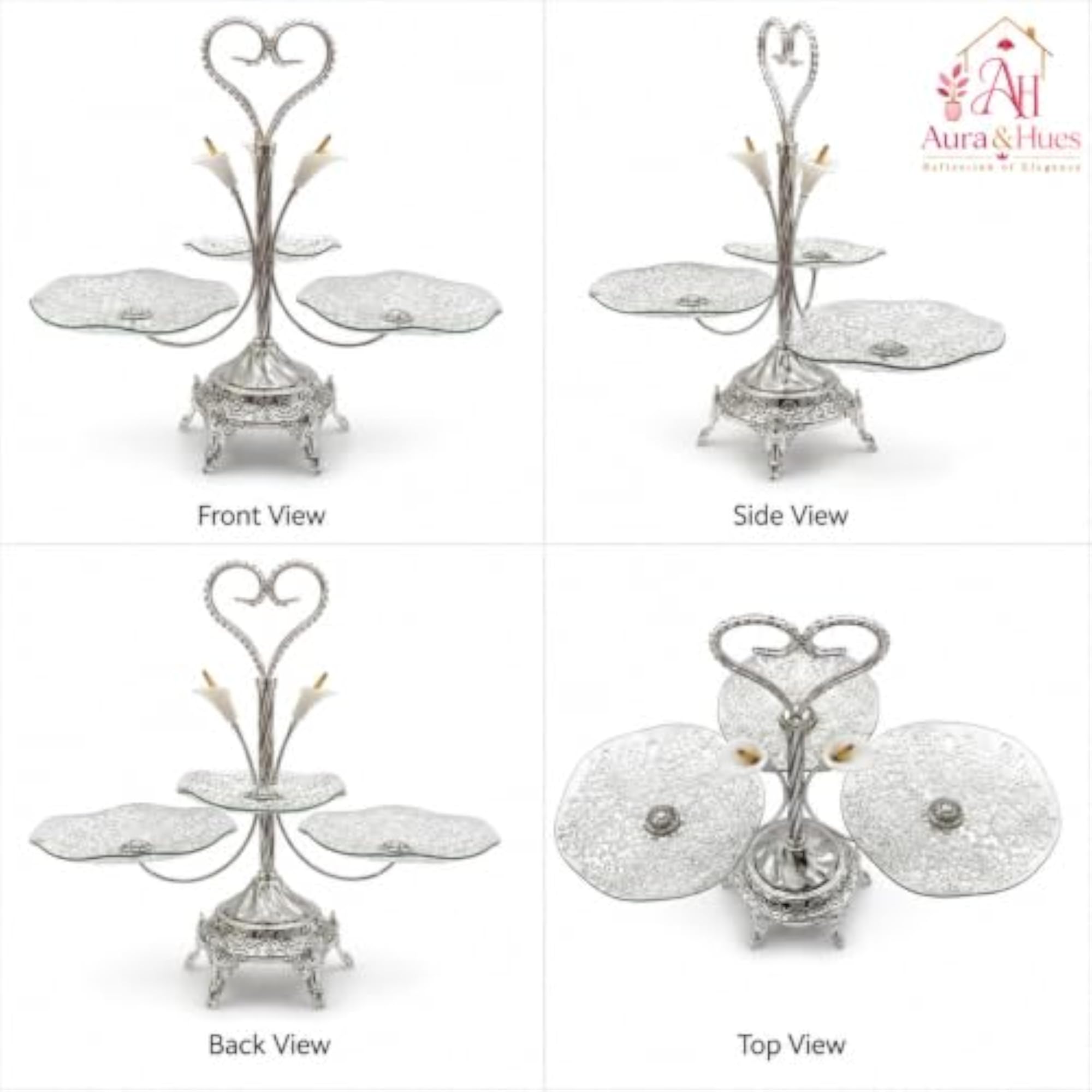 Premium 3-Tier Serving Stand, Luxury Silver Finish