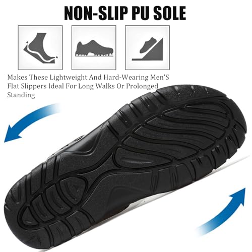 Men'S Genuine Leather Alligator Printed Flat Sandals Fashion Round Open Toe Slip-On Soft Sole Male Slide Sandals Summer Leisure Non-Slip Beach Sandals2