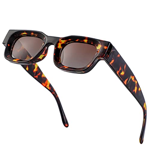 Image of EYLRIM Thick Square Frame Sunglasses for Women Men Chunky Rectangle Polarized Sunglasses UV400 Protection