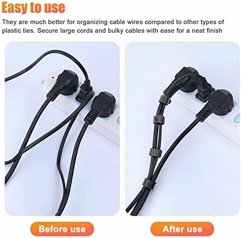 100 Pack Reusable Cable Ties Black,12x200mm Adjustable Cable Ties Black Cable Straps for PC, TV, Home and Office Electronics with Hooks and Loops