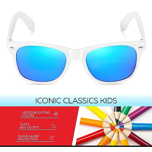 Image of Retro Rewind Kids Sunglasses for Boys Girls Age 3-12 - Shatterproof UV400 Toddler Children Sun Glasses