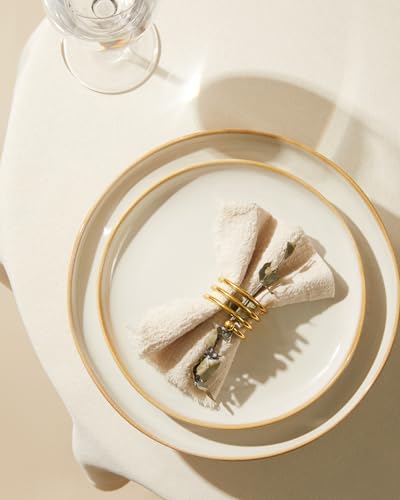 Image of Large Holiday Dinnerware Sets for 8, Ceramic Plates and Bowls Set, Kitchen Dish Set, Microwave & Dishwasher Safe Dishware, Perfect for Christmas & Thanksgiving, Yellow White