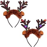 2Pcs Geweih Haarreif,Weihnachts Haarschmuck,Geweih Haarreif Mit ,Weihnachts Rentier Stirnbänder,Weihnachtsgeweih,Rentier Geweih Stirnband,Weihnachtsschmuck