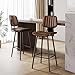 Raynesys 29-Inch Leather Bar Stools Set of 3, Counter Height Barstools with High Backrest，Bar Chairs for Kitchen Island with Heavy Duty Metal Legs, Dark Brown