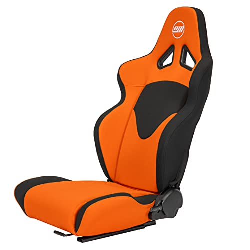 OpenWheeler Racing and Flight Sim Seat, Simulator Cockpit. Sliding Rails Included. Orange on Black. Breathable Fabric Upholstery