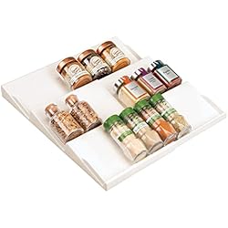 mDesign Especiero para cajones de 20 a 36,8 cm – Organizador de especias extensible hasta los 36,8 cm – Organizador de cajones con tres niveles – crema