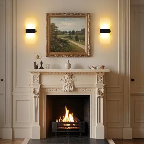 Image of Lightess Indoor Wall Sconce with Switch, Black, LED, Warm White, 1 Pack | Hardwired, Dimmable, Acrylic, For Bedroom Living Room Hallway