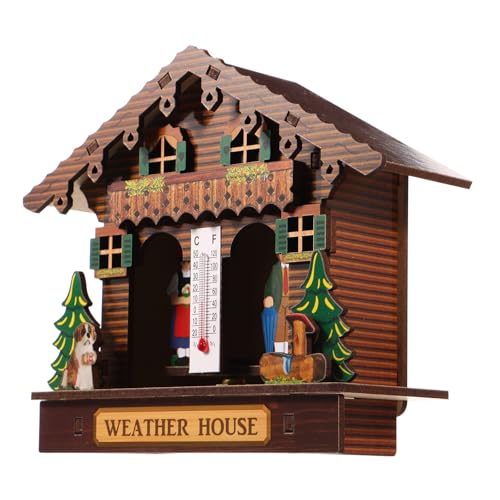 Thermomètre et baromètre mural en bois NUOBESTY - Station météo intérieure et extérieure rustique