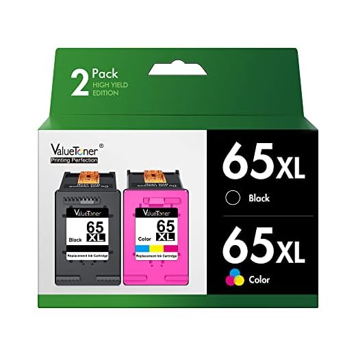 Valuetoner Remanufactured Ink Cartridges Replacement for HP 65XL Ink Cartridge Combo Pack 65 XL for Envy 5055 5052 5058 DeskJet 3755 2655 3720 3722 3723 3752 3758 2652 2624(1 Black, 1 Color)